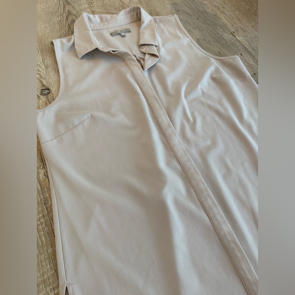 Joan Vass Studio Tan Split Side Button Tunic M - Picture 5 of 7
